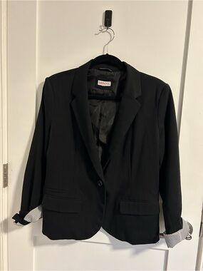 Merona Black Women's Blazer with Striped Cuff Detail